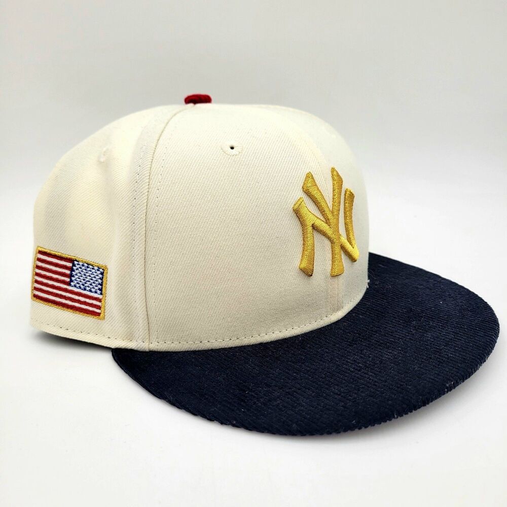 7 ½ New York Yankees New Era Patriotic USA Flag 59Fifty Fitted Hat Corduroy Brim
